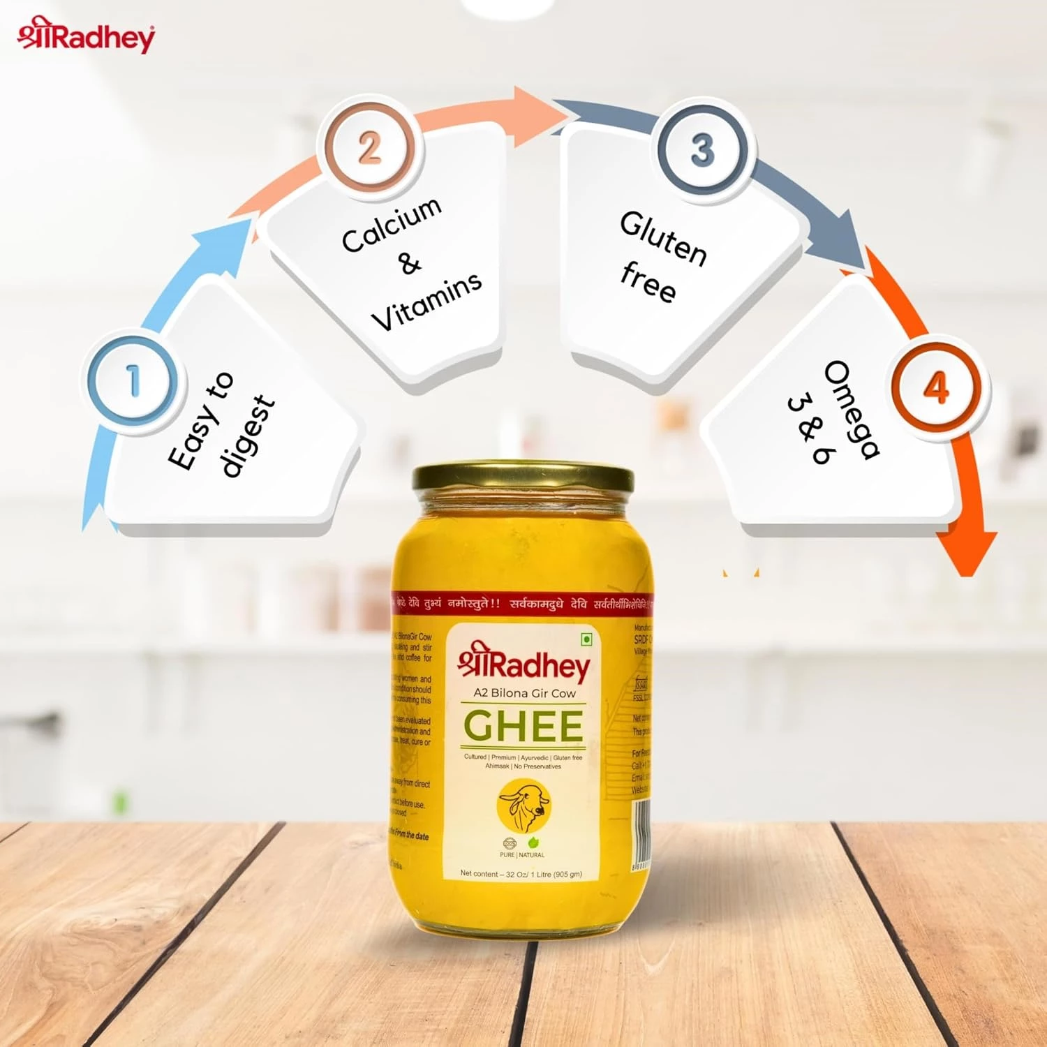 Shreeradhey A2 Bilona Gir Cow Ghee, 1000 ml-4.webp